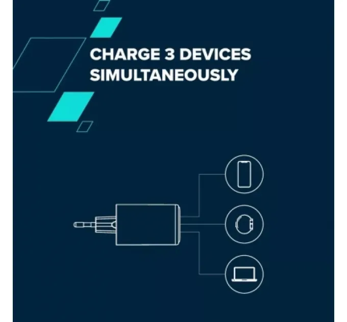 Canyon Зарядний пристрій Canyon CU65ACC GaN 65W 2xPD 1xQC EU White (CNS-CUW65ACC)