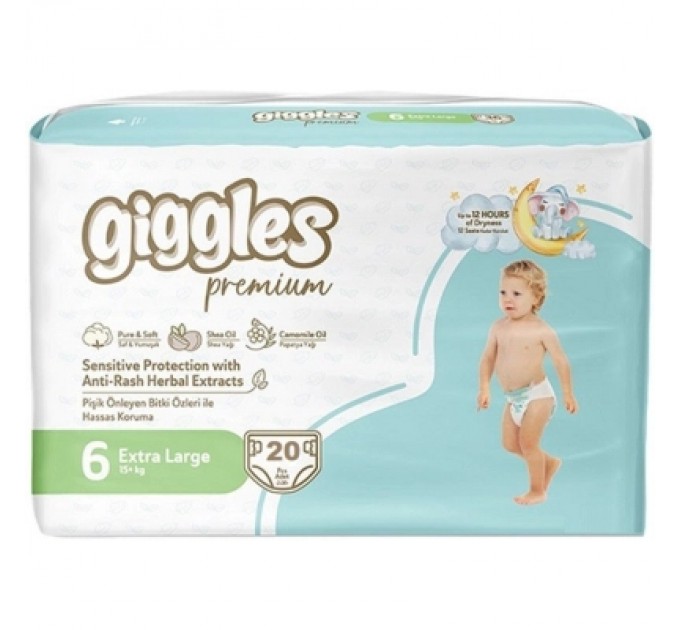 Giggles Підгузки Giggles Premium 6 Extra Large 15 + кг 20 шт (8680131206926)