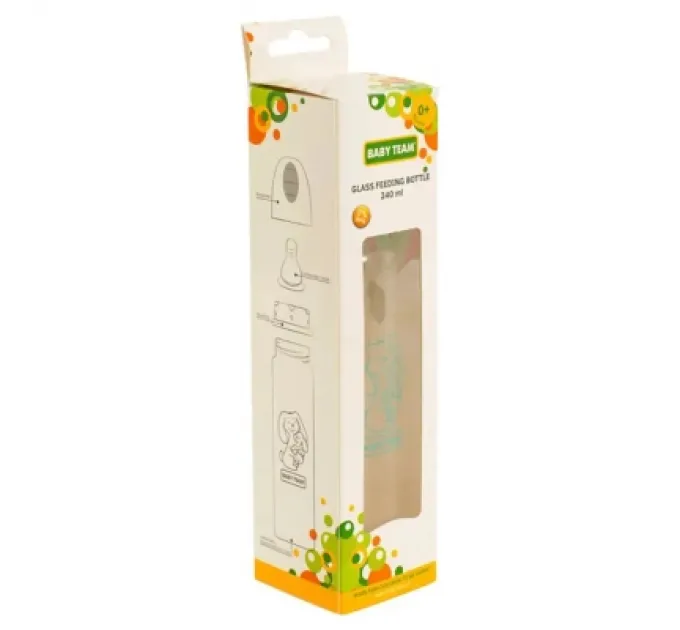 Baby Team Пляшечка для годування Baby Team Скляна 250 мл (4824428012119)