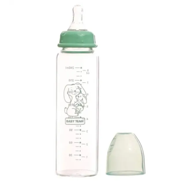 Baby Team Пляшечка для годування Baby Team Скляна 250 мл (4824428012119)