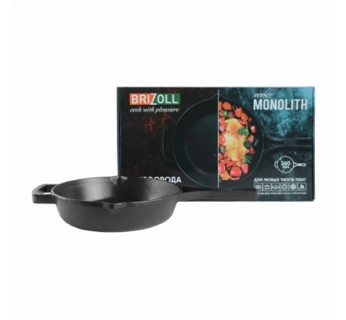 Brizoll Сковорода Brizoll Monolith чавунна з литою ручкою 260х60 мм (M2660P)