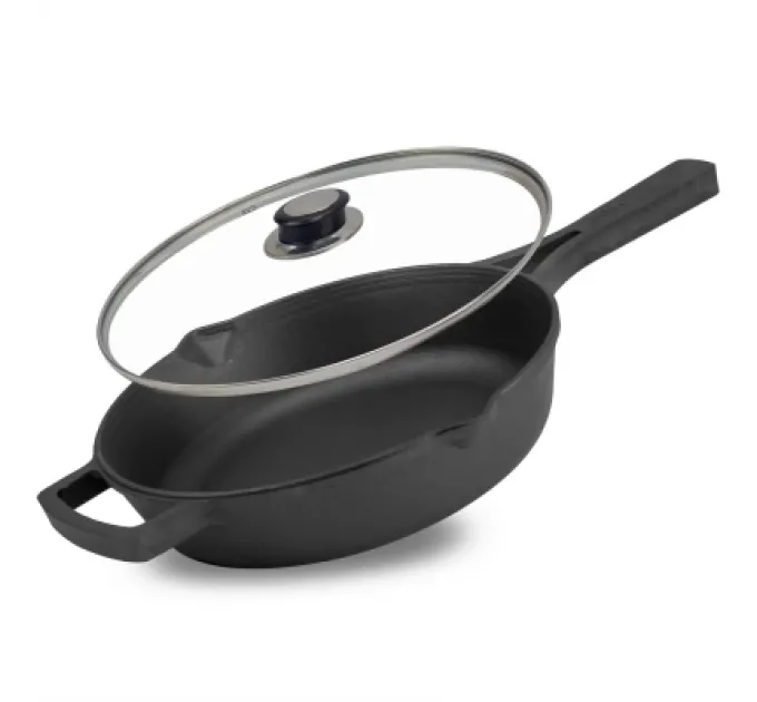 Brizoll Сковорода Brizoll Monolith чавунна з литою ручкою та скляною кришкою 260х60 мм (M2660P-6)