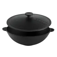 Сковорода Brizoll чавунна WOK з чавунною кришкою 3,7 л 280х96 мм (W28-1)