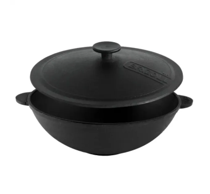 Brizoll Сковорода Brizoll чавунна WOK з чавунною кришкою 3,7 л 280х96 мм (W28-1)