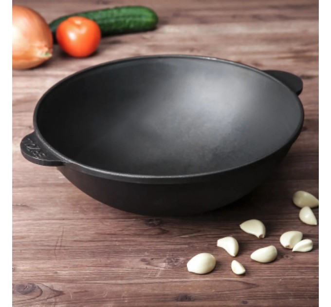 Brizoll Сковорода Brizoll чавунна WOK з чавунною кришкою 4,7 л 300х103 мм (W30-1)