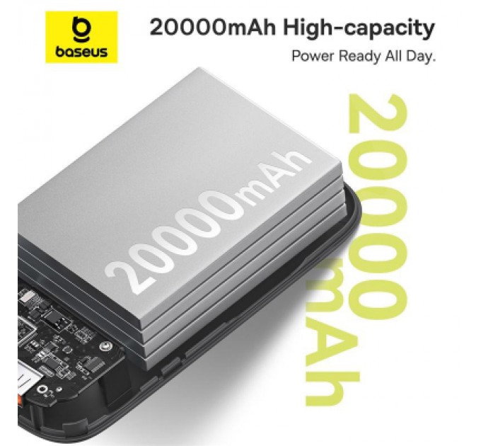 Baseus Батарея універсальна Baseus QPow2 20000mAh 30W, with 2*Type-C Cable, Black (P10055009113-00)