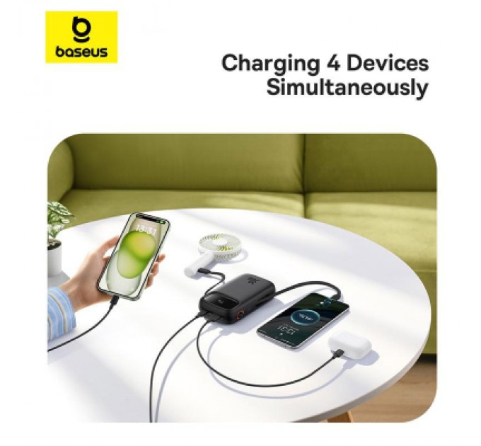 Baseus Батарея універсальна Baseus QPow2 20000mAh 30W, with 2*Type-C Cable, Black (P10055009113-00)