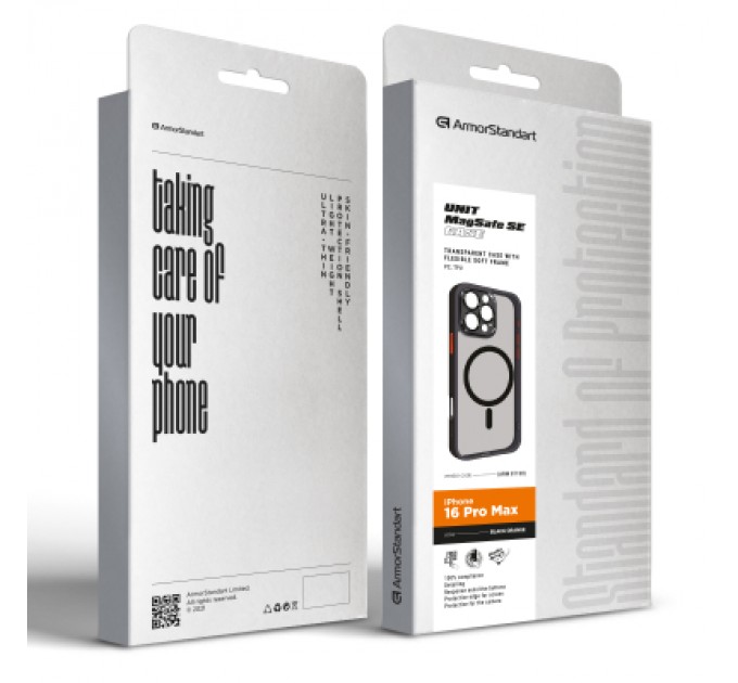 Armorstandart Чохол до мобільного телефона Armorstandart Unit MagSafe SE Apple iPhone 16 Pro Max Black Orange (ARM81150)