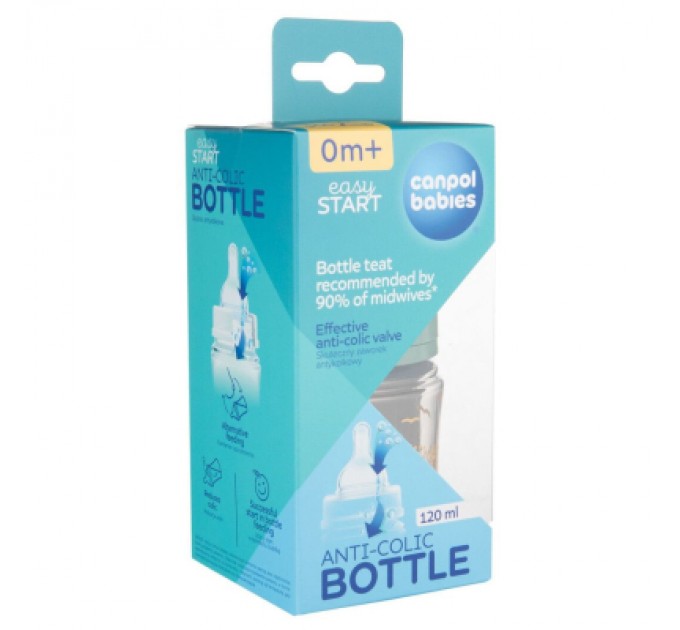 Canpol babies Пляшечка для годування Canpol babies Easystart MOUNTAINS антиколікова з широким отвором 120 мл зелена (35/242_gre)