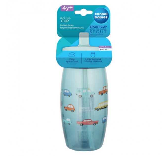 Canpol babies Поїльник-непроливайка Canpol babies Автомобілі зі складним носиком 400 мл (56/618_blu)