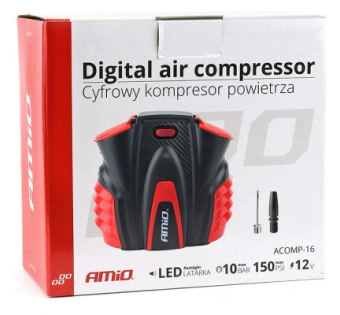 AMiO Автомобільний компресор AMiO LED 12V ACOMP-16 (02641)