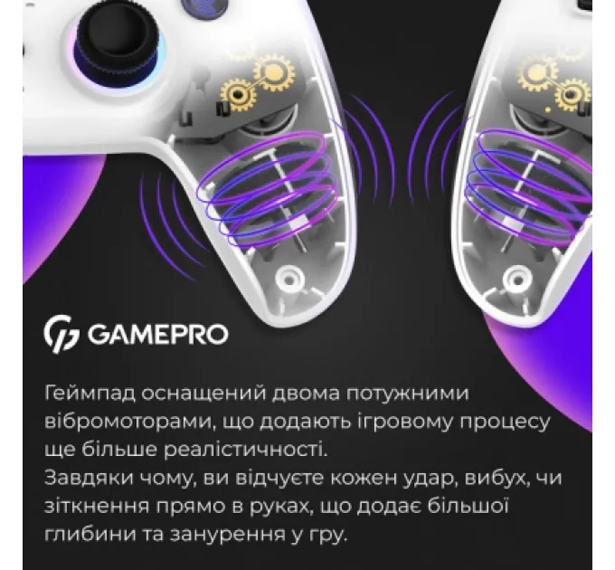 GamePro Геймпад GamePro GPS13W BT 5.3/USB/PC/iOS/Android/PS3/PS4 RGB White (GPS13W)