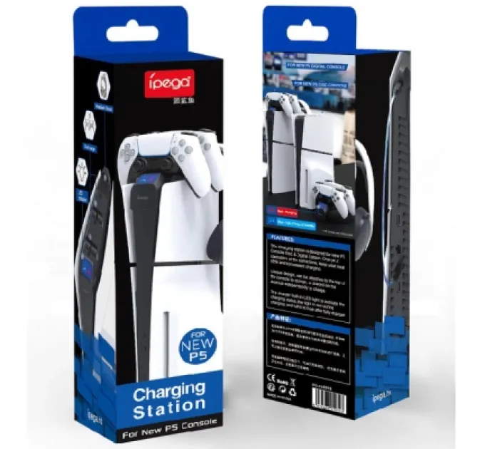 iPega Зарядний пристрій iPega PG-P5S016 Для геймпадів DualSense PS5 Sony PlayStation 5 Slim Black (PG-P5S016)