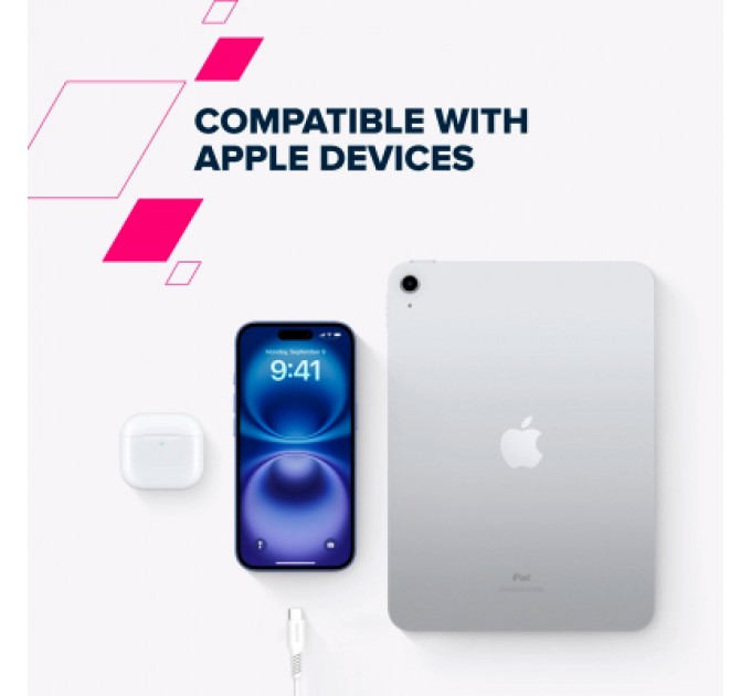 Canyon Дата кабель USB-C to USB-C 1.2m CC100SC 100W White Canyon (CNS-CC100SC12W)