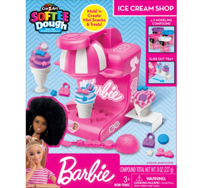 Cra-Z-Art Набір для творчості Cra-Z-Art Barbie Тісто для ліплення, Магазин морозива з формами, набір 8 од (34040CRA)