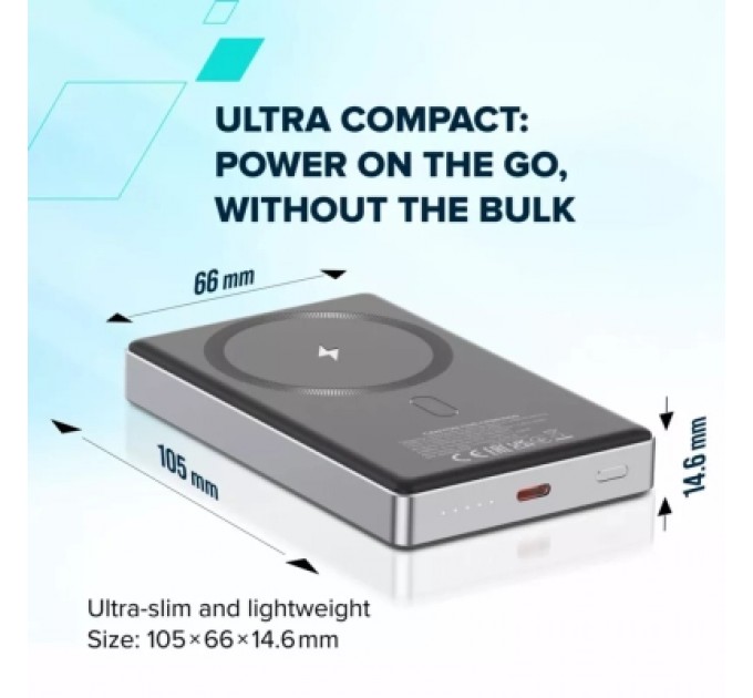 Canyon Батарея універсальна Canyon 10000mAh OnPower 510 slim Magsafe PD/20W Beige (CNS-CPB510BE)