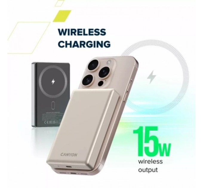 Canyon Батарея універсальна Canyon 10000mAh OnPower 510 slim Magsafe PD/20W Beige (CNS-CPB510BE)