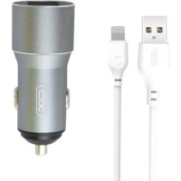 Зарядний пристрій XO TZ09 2.4A/2 USB + cable lightning Grey (XO-TZ09L-GR)