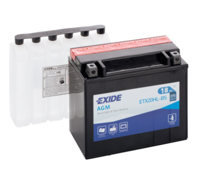 EXIDE Акумулятор автомобільний EXIDE AGM 18Ah Ев (-/+) (270EN) (ETX20HL-BS)