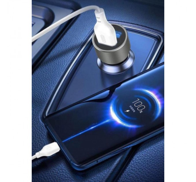 XO Зарядний пристрій XO TZ09 2.4A/2 USB + cable Type-C Grey (XO-TZ09T-GR)