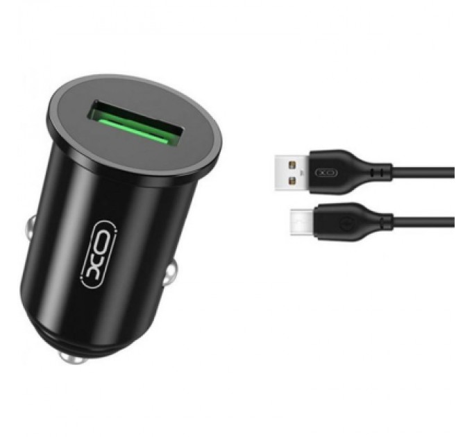 XO Зарядний пристрій XO TZ12 QC3.0 (1USB/18W) + USB - Type-C Black (XO-TZ12-BK)