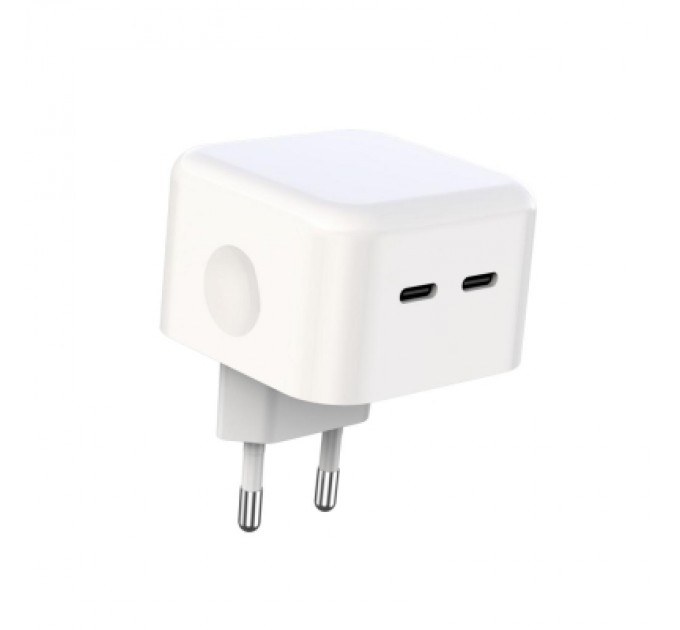 XO Зарядний пристрій XO QC 3.0 L102 35W/2 USB-C + cable Lightning NB113 White (XO-L102i-WH)