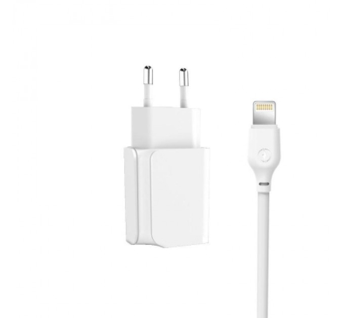 XO Зарядний пристрій XO L35D 2USB / 2.1А + Lightning white (XO-L35-LGHT)