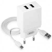 Зарядний пристрій XO L75 2USB/2.4A + MicroUSB White (XO-L75-M)