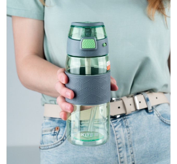 Kite Поїльник-непроливайка Kite 600 мл, зелено-сіра (K24-1201-2)