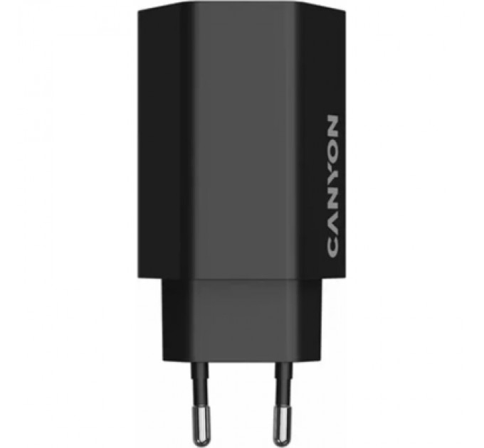 Canyon Зарядний пристрій Canyon HEXAGON 65 GaN 65W 2xPD 1xQC EU Black (CND-CHAHEX65B)