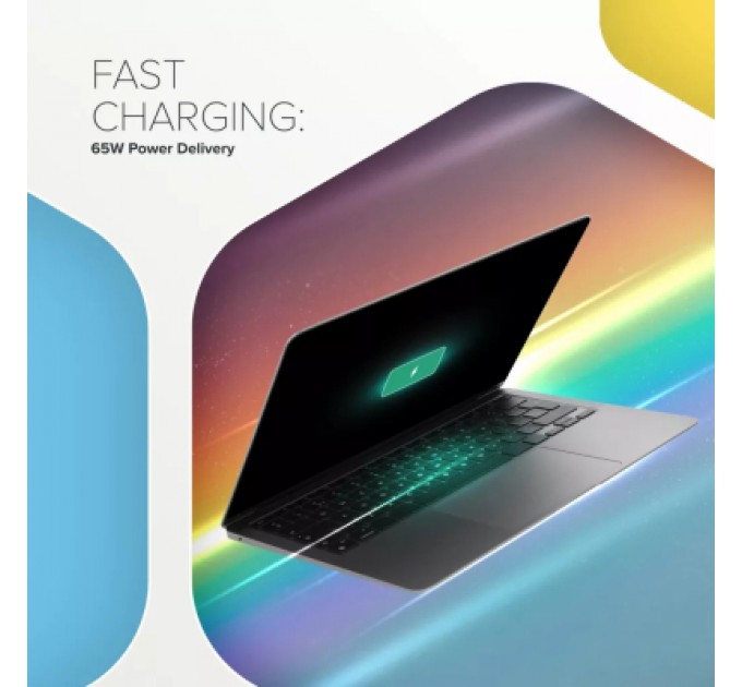 Canyon Зарядний пристрій Canyon HEXAGON 65 GaN 65W 2xPD 1xQC EU White (CND-CHAHEX65W)