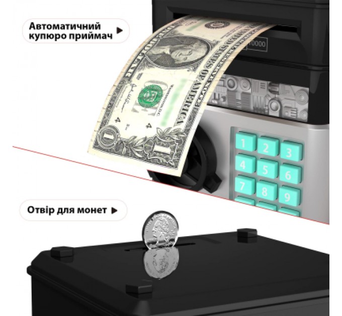 UFT Інтерактивна іграшка UFT сейф-скарбничка музична з електронним купюроприймачем Cashbox Black (UFTCashboxBlack)