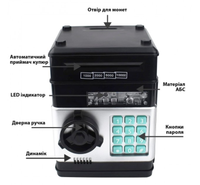 UFT Інтерактивна іграшка UFT сейф-скарбничка музична з електронним купюроприймачем Cashbox Black (UFTCashboxBlack)