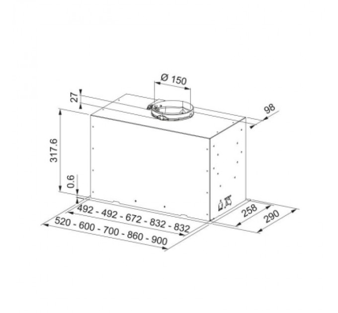 Franke Витяжка кухонна Franke Box Flush Basic FBFE LG A70 (305.0729.553)