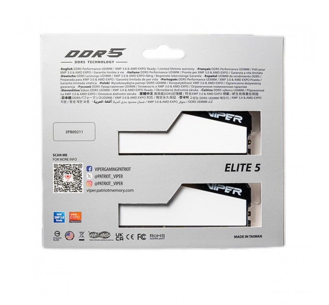 Patriot Модуль пам`яті DDR5 2x16GB/6400 Patriot Viper Elite 5 (VEB532G6432KW)