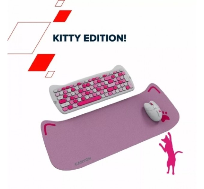 Canyon Комплект Canyon HSET-W6 Kitty Edition Wireless UA Pink (CNS-HSETW6PK)
