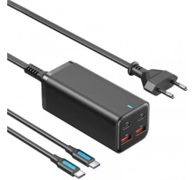 Vention Зарядний пристрій Vention 4xUSB 100W (2xUSB-C+2xUSB-A) PD3.0/QC 3.0/GaN Black (FBSBG-EU)