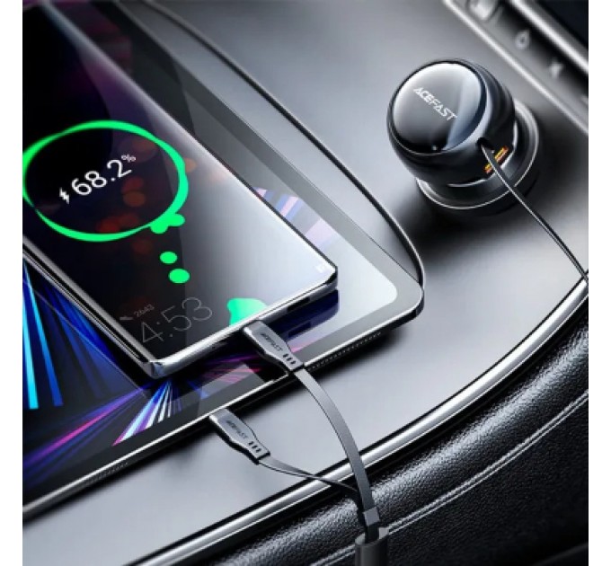 Acefast Зарядний пристрій Acefast 3xUSB 53W (2xUSB-C+USB-A) + cable USB-C 2in1 B13 (6974316282921)