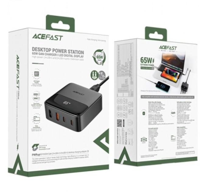 Acefast Зарядний пристрій Acefast 4xUSB 65W (2xUSB-C + 2xUSB-A) Gan Z6 Fast Charger (6974316283324)