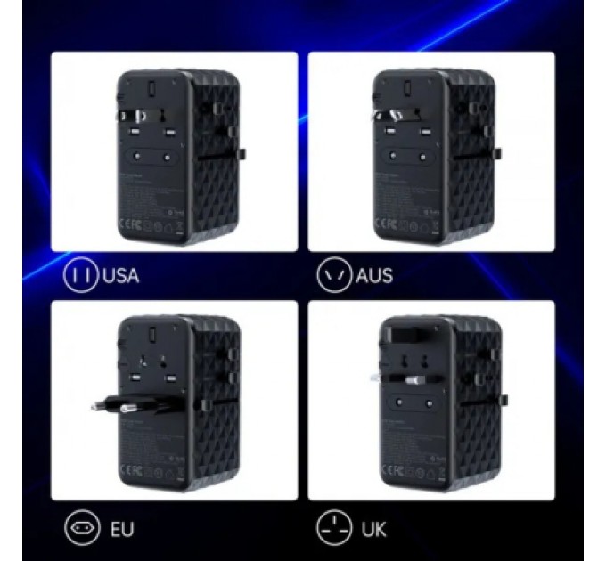 Choetech Зарядний пристрій Choetech 4xUSB 100W PD (2хUSB-C+2хUSB-A) сharger diamond model black (PD6028-BK)