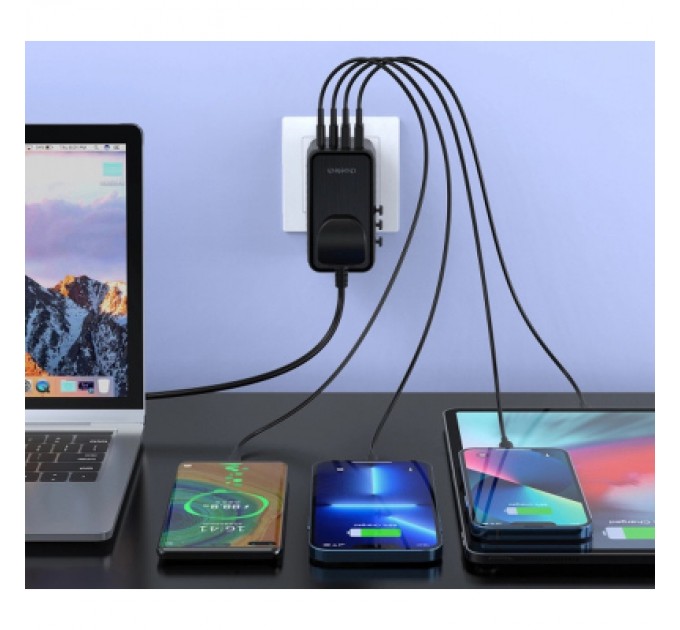 Choetech Зарядний пристрій Choetech 4xUSB 100W PD (2хUSB-C+2хUSB-A) сharger diamond model black (PD6028-BK)