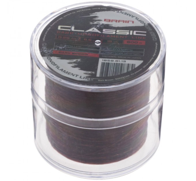 Brain Волосінь Brain Classic Carp Line (dark brown) 600m 0.25mm 15lb 6.6kg (1858.81.13)