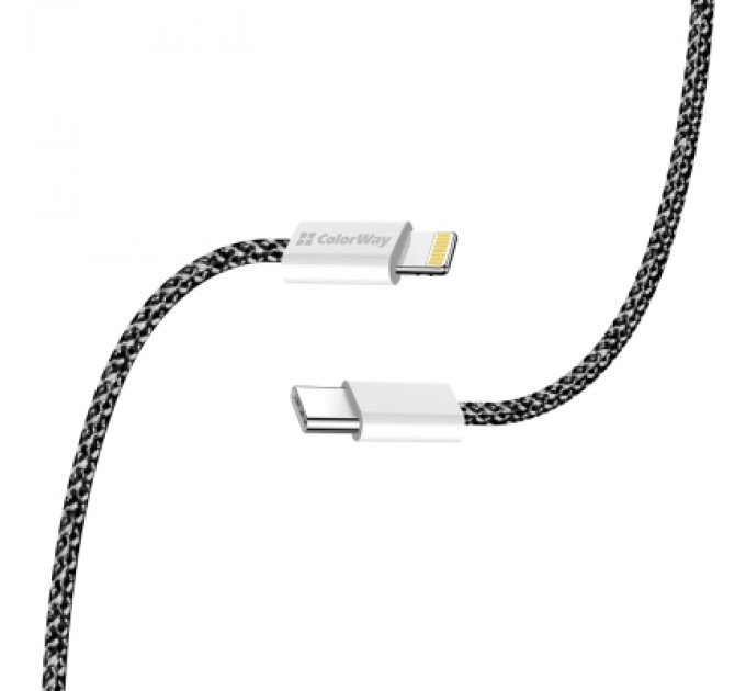 ColorWay Дата кабель USB-C to Lightning 2.0m (PDF Fast Charging 27W) black ColorWay (CW-CBPDCL068-BK)