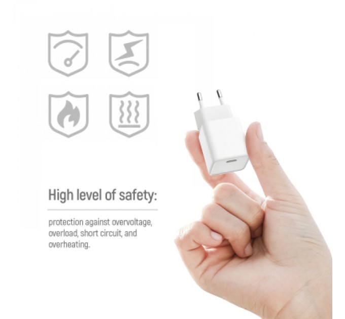 ColorWay Зарядний пристрій ColorWay GaN Mini 30W PD Port PPS USB (Type-C PD + USB QC4.0) cable Type-C (CW-CHS053PDC-WT)