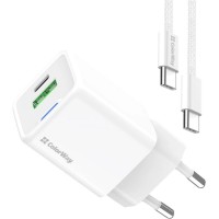 Зарядний пристрій ColorWay GaN Mini 35W PD Port PPS USB (Type-C PD + USB QC4.0) cable Type-C (CW-CHS055PDC-WT)