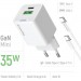 ColorWay Зарядний пристрій ColorWay GaN Mini 35W PD Port PPS USB (Type-C PD + USB QC4.0) cable Type-C (CW-CHS055PDC-WT)