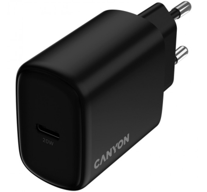 Canyon Зарядний пристрій Canyon OnCharge 200 20W 1xPD EU Black (CNE-CHA200-11)