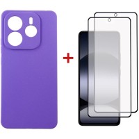 Чохол до мобільного телефона Dengos Kit Xiaomi Redmi Note 14 5G Carbon + 2 pcs glass (Purple) (DG-CTG2P-10)