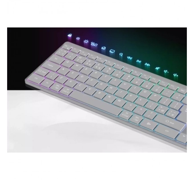 Canyon Клавіатура Canyon HKB-W11 Slim Dual Mode Wireless/Bluetooth RGB UA Grey (CNS-HBTK11G)