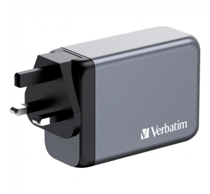 Verbatim Зарядний пристрій Verbatim GaN 240 W 4 ports (USB-C-140 W,USB-C-100 W,USB-C-65 W /USB-A -3.0) (32205)